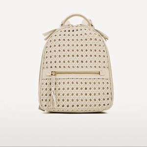 ZARA Cream Woven Backpack